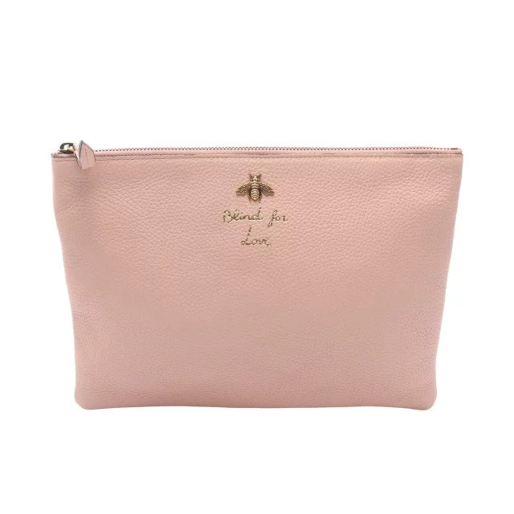 Gucci Animalier Bee Shoulder Bag Leather Pink